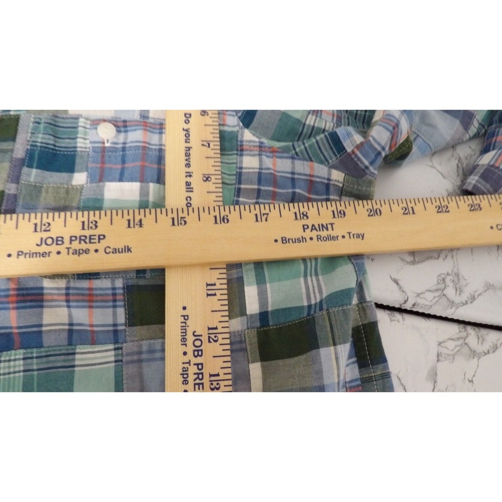 Ll Bean Patchwork Plaid Button Front Top Shirt Bl… - image 7
